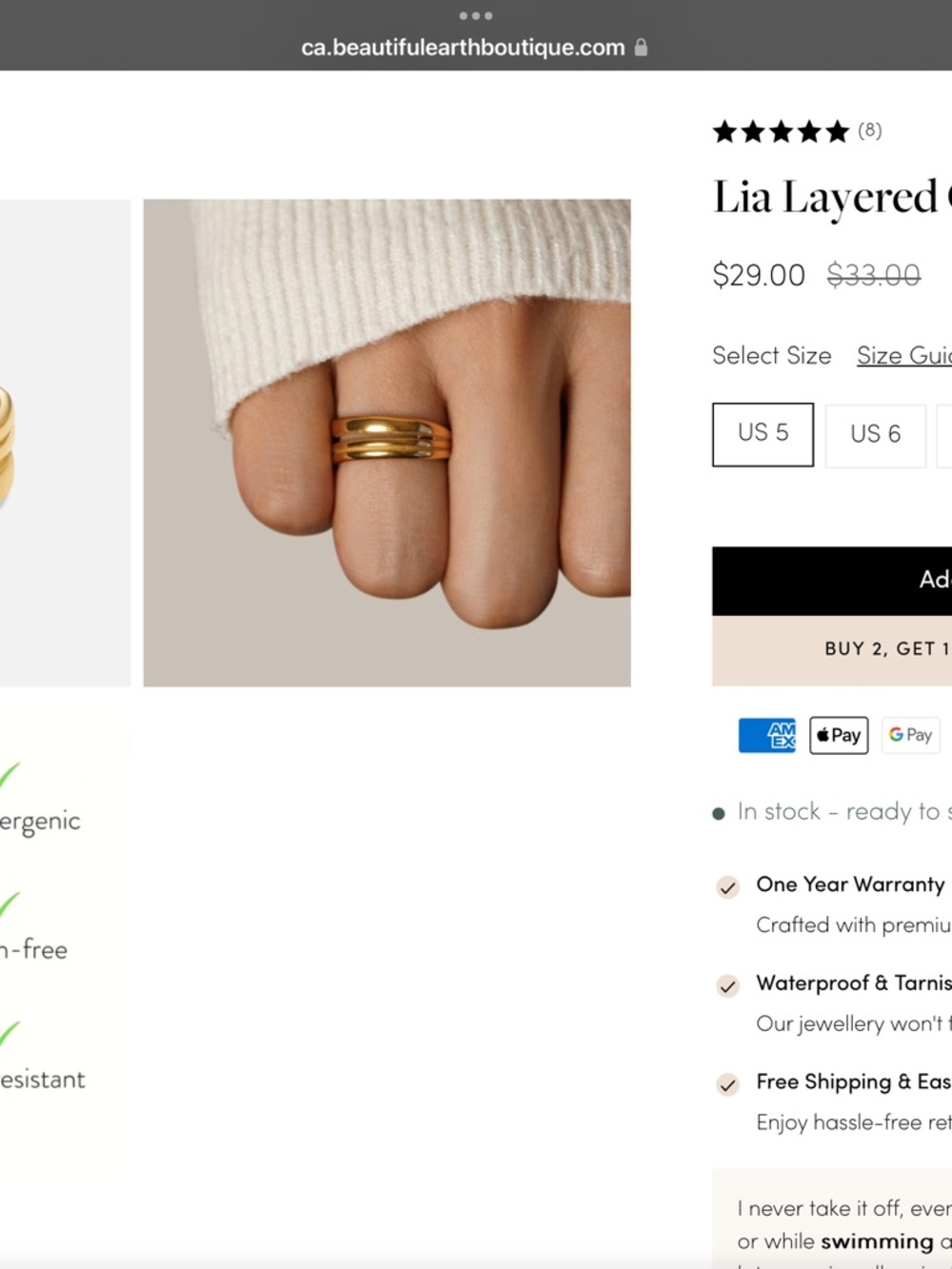 Lia Layered Gold Ring - Polished Gold Stacking Band